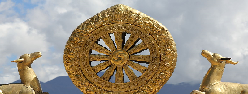 Rueda del Dhamma en el parque de los venados